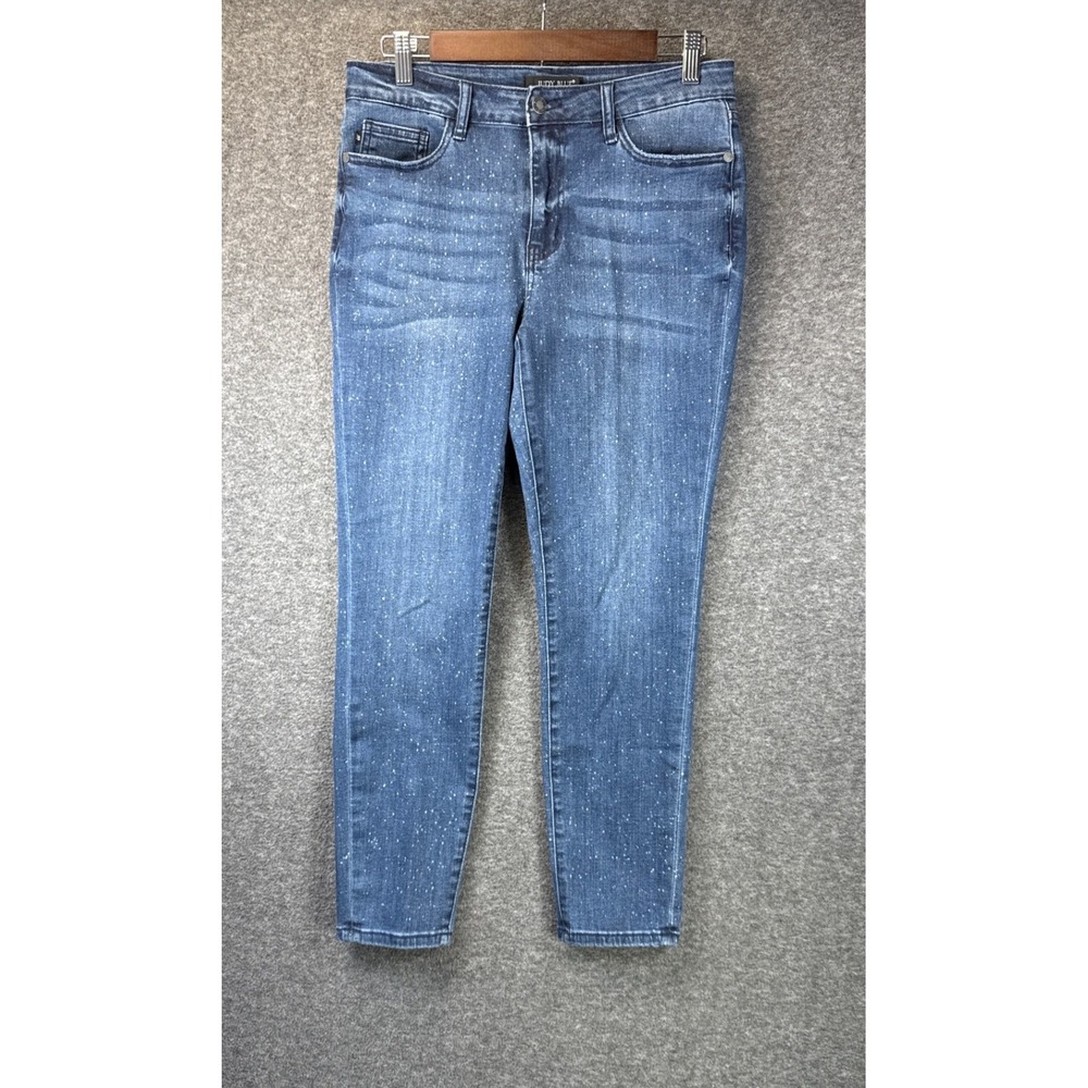 Judy Blue Speckled Relaxed Fit Jeans Womens 9/29 Blue‎ Tapered Mid Rise Stretch